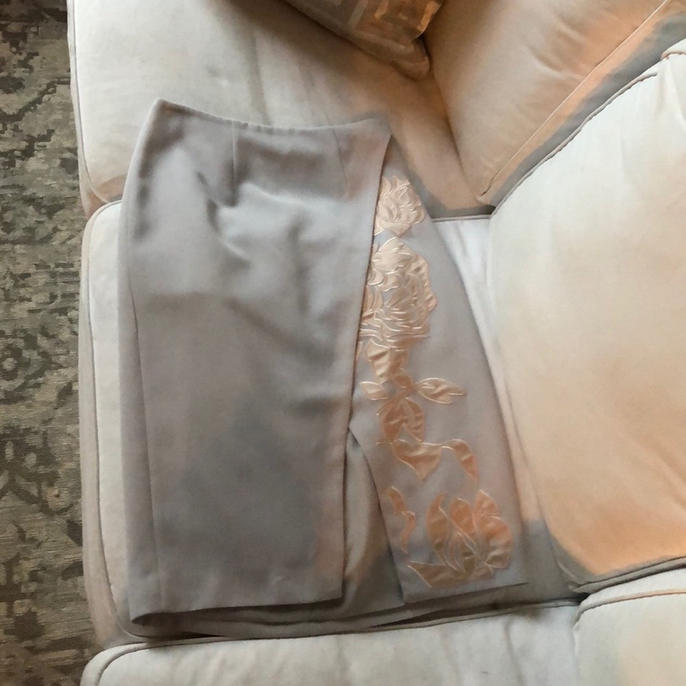 Beautiful Gray with Powder Pink silk appliqué